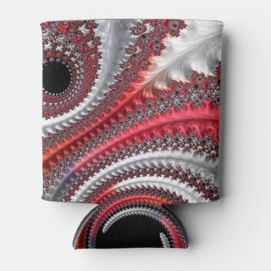 抽象芸術赤と黒のグラデーション緩和曲線フラクタル 缶クーラー (正面)