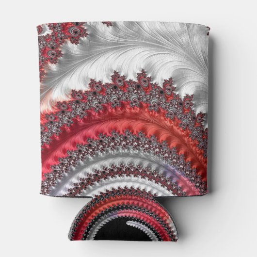 抽象芸術赤と黒のグラデーション緩和曲線フラクタル 缶クーラー (裏面)