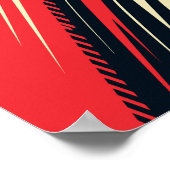 抽象芸術赤と黒のダイナミック曲線 ポスター (角)