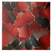 抽象芸術赤と黒の幾何学的 タイル (正面)