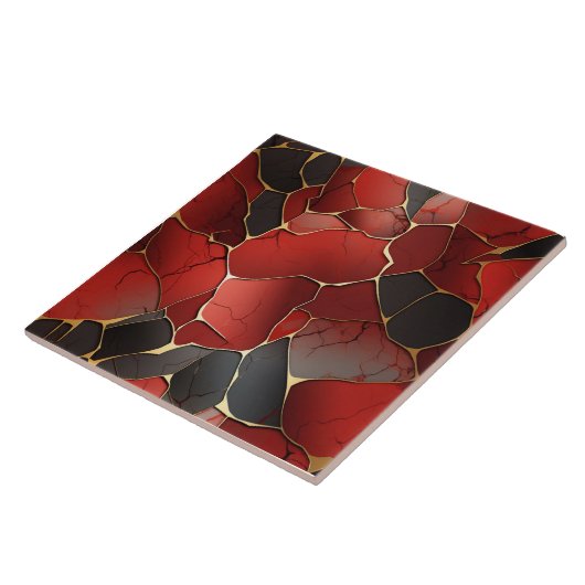 抽象芸術赤と黒の幾何学的 タイル (側面)