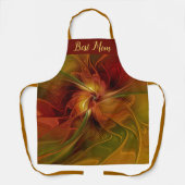 抽象芸術赤オレンジブラウン緑の花最高のの母 エプロン (正面)