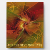 抽象芸術赤オレンジブラウン緑の花最高のの母 フォトプラーク (正面)