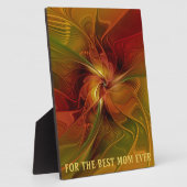 抽象芸術赤オレンジブラウン緑の花最高のの母 フォトプラーク (側面)