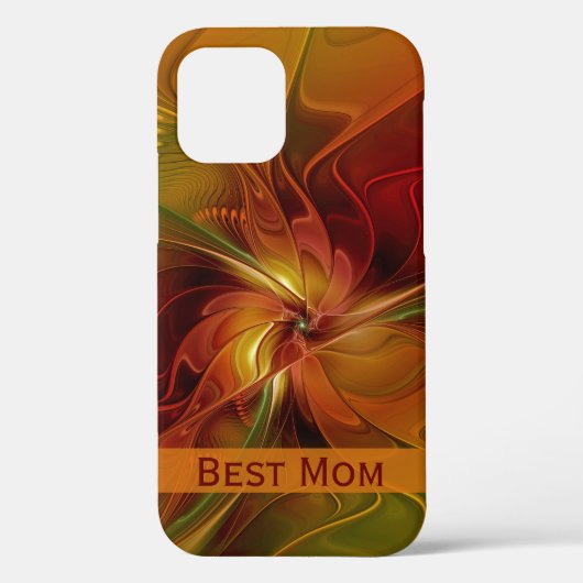 抽象芸術赤オレンジブラウン緑の花最高のの母 Case-Mate iPhoneケース (裏面)