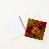 抽象芸術赤オレンジ緑フラクタルアートフラワー名 ノートブック (内部)