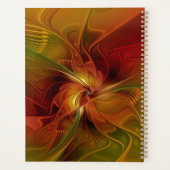 抽象芸術赤オレンジ緑フラクタルアートフラワー名 プランナー手帳 (裏面)