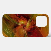 抽象芸術赤オレンジ緑フラクタルフラワー名 Case-Mate iPhoneケース (裏面 (横))