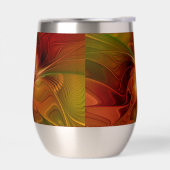 抽象芸術赤オレンジ色の茶色の緑のフラクタルアートフラワー (左面)