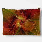 抽象芸術赤オレンジ色の茶色の緑のフラクタルアートフラワー アクセサリーポーチ (裏面)