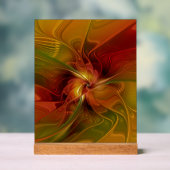 抽象芸術赤オレンジ色の茶色の緑のフラクタルアートフラワー アクリルサイン (ニュートラル)