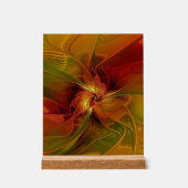 抽象芸術赤オレンジ色の茶色の緑のフラクタルアートフラワー アクリルサイン (正面)