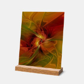 抽象芸術赤オレンジ色の茶色の緑のフラクタルアートフラワー アクリルサイン (傾斜)