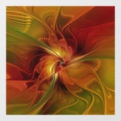 抽象芸術赤オレンジ色の茶色の緑のフラクタルアートフラワー ウィンドウサイン (シート)