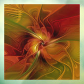 抽象芸術赤オレンジ色の茶色の緑のフラクタルアートフラワー ウィンドウサイン (シート3)