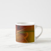 抽象芸術赤オレンジ色の茶色の緑のフラクタルアートフラワー エスプレッソカップ (右)