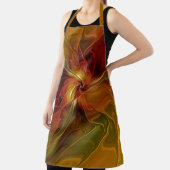 抽象芸術赤オレンジ色の茶色の緑のフラクタルアートフラワー エプロン (インサイチュ)