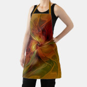 抽象芸術赤オレンジ色の茶色の緑のフラクタルアートフラワー エプロン (インサイチュ)