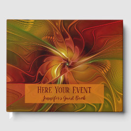 抽象芸術赤オレンジ色の茶色の緑のフラクタルアートフラワー ゲストブック