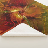 抽象芸術赤オレンジ色の茶色の緑のフラクタルアートフラワー シェルパブランケット (3/4)