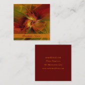 抽象芸術赤オレンジ色の茶色の緑のフラクタルアートフラワー スクエア名刺 (正面/裏面)