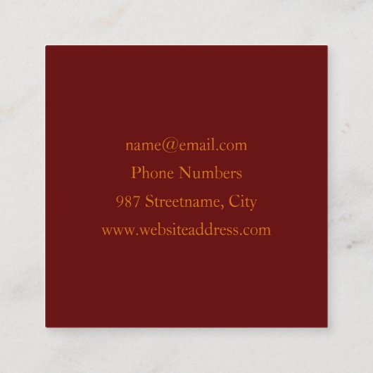 抽象芸術赤オレンジ色の茶色の緑のフラクタルアートフラワー スクエア名刺 (裏面)