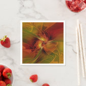 抽象芸術赤オレンジ色の茶色の緑のフラクタルアートフラワー スタンダードカクテルナプキン (インサイチュ)