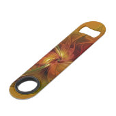 抽象芸術赤オレンジ色の茶色の緑のフラクタルアートフラワー スピード栓抜き (正面アングル)