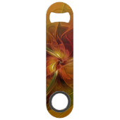 抽象芸術赤オレンジ色の茶色の緑のフラクタルアートフラワー スピード栓抜き (裏面)