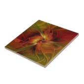 抽象芸術赤オレンジ色の茶色の緑のフラクタルアートフラワー タイル (側面)