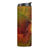 抽象芸術赤オレンジ色の茶色の緑のフラクタルアートフラワー タンブラー (回転左)