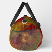 抽象芸術赤オレンジ色の茶色の緑のフラクタルアートフラワー ダッフルバッグ (右)