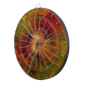 抽象芸術赤オレンジ色の茶色の緑のフラクタルアートフラワー ダーツボード (正面右)