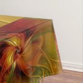 抽象芸術赤オレンジ色の茶色の緑のフラクタルアートフラワー テーブルクロス (インサイチュ)