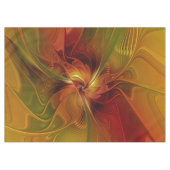 抽象芸術赤オレンジ色の茶色の緑のフラクタルアートフラワー テーブルクロス (正面(横))