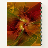 抽象芸術赤オレンジ色の茶色の緑のフラクタルアートフラワー ノートブック (裏面)
