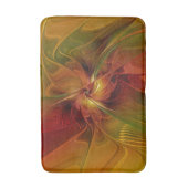 抽象芸術赤オレンジ色の茶色の緑のフラクタルアートフラワー バスマット (正面縦)