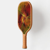 抽象芸術赤オレンジ色の茶色の緑のフラクタルアートフラワー ピックルボールラケット (左)