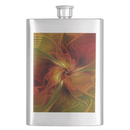 抽象芸術赤オレンジ色の茶色の緑のフラクタルアートフラワー フラスク