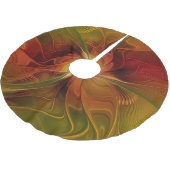 抽象芸術赤オレンジ色の茶色の緑のフラクタルアートフラワー ブラッシュドポリエステルツリースカート (アングル)