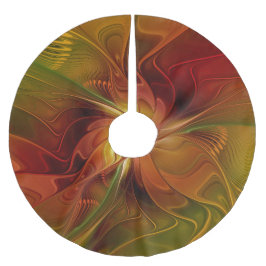 抽象芸術赤オレンジ色の茶色の緑のフラクタルアートフラワー ブラッシュドポリエステルツリースカート