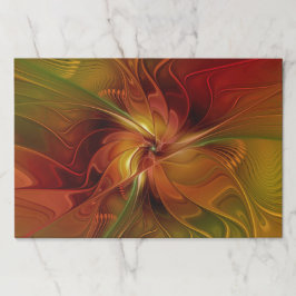 抽象芸術赤オレンジ色の茶色の緑のフラクタルアートフラワー ペーパーパッド