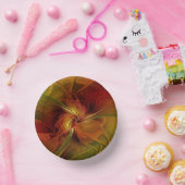 抽象芸術赤オレンジ色の茶色の緑のフラクタルアートフラワー ペーパーボウル (パーティー)