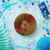 抽象芸術赤オレンジ色の茶色の緑のフラクタルアートフラワー ペーパーボウル (パーティー)