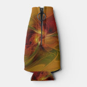 抽象芸術赤オレンジ色の茶色の緑のフラクタルアートフラワー ボトルクーラー (裏面)