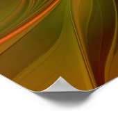 抽象芸術赤オレンジ色の茶色の緑のフラクタルアートフラワー ポスター (角)