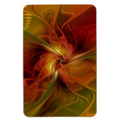 抽象芸術赤オレンジ色の茶色の緑のフラクタルアートフラワー マグネット (縦)