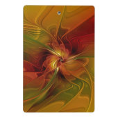 抽象芸術赤オレンジ色の茶色の緑のフラクタルアートフラワー ミニクリップボード (裏面)