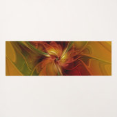 抽象芸術赤オレンジ色の茶色の緑のフラクタルアートフラワー ヨガマット (裏面(横))