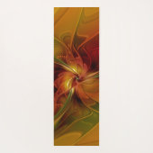 抽象芸術赤オレンジ色の茶色の緑のフラクタルアートフラワー ヨガマット (裏面)